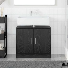 vidaXL Armário de Pia com armazenamento Carvalho Preto 63 x 29 x 55 cm