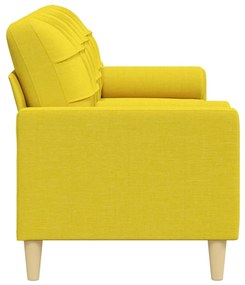 Sofá 3 lug. c/ almofadas decorativas 210cm tecido amarelo-claro