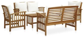 5 pcs conjunto lounge de jardim c/ almofadões acácia maciça