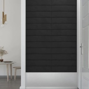 Painel de parede 12 pcs 60x15 cm veludo 1,08 m² preto