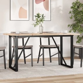 Mesa de jantar estrutura em O 140x80x75,5cm pinho/aço