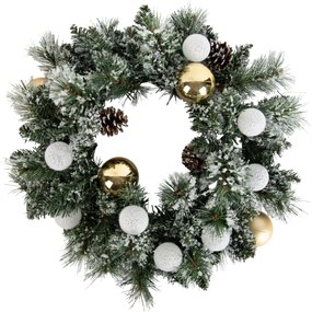 Grinalda de Natal branca com dourado 45cm incl. LED com temporizador - Jack