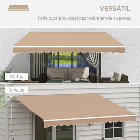 Toldo Manual Retrátil 350x250 cm Toldo para Varanda com Manivela de Me
