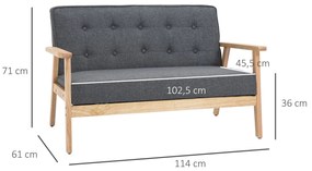 Sofá Mara de 2 Lugares - Cor Cinza Escuro - 114x66x69 cm - Design Mini