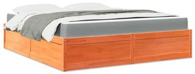 vidaXL Cama com colchão 180x200 cm pinho maciço castanho-mel