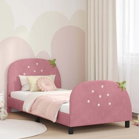 vidaXL Estrutura de Cama Infantil com Cabeceira Rosa 90 x 200 cm