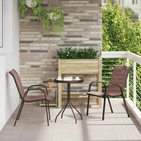 vidaXL Cadeiras de jardim empilháveis 2 pcs textilene castanho