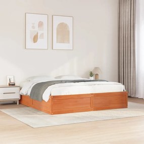 vidaXL Cama sem colchão 200x200 cm pinho maciço castanho-mel