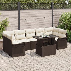 Conjunto de Sofá de Jardim vidaXL com Almofadas de Rattan Castanho em