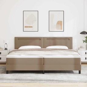 vidaXL Cama Box com colchão Cappuccino 200 x 200 cm Couro sintético