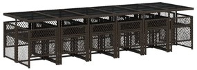 13 pcs conjunto jantar p/ jardim c/ almofadões vime PE castanho