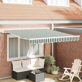 vidaXL Toldo Retrátil Manual Verde e Branco 350x250 cm