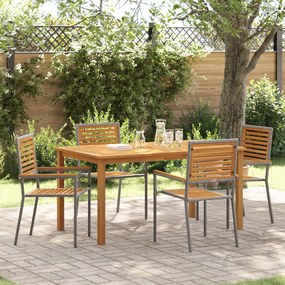 Conjunto de Jantar de Jardim vidaXL 5 Peças Cinza Rattan Sintético Acácia