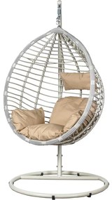 Cadeira Suspensa De Vime Artificial/aço Branco, 117x106x198cm (montado)