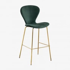 Banco Alto Em Veludo Uit Verde Selva & ↑75 Cm & Dourado - Sklum