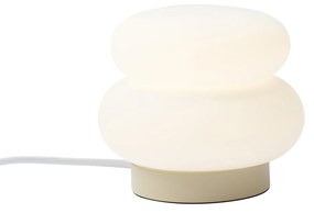 Candeeiro de Mesa Japandi Bege com Vidro Opalino 15cm - Miele Japandi