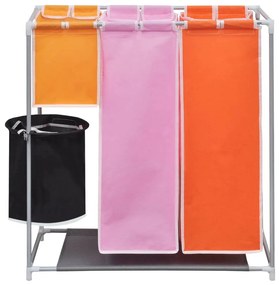 Cesto separador de roupa de 3 secções com caixote 2 pcs