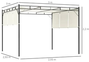Pérgola de Jardim com Teto Retrátil em Aço - 3x3m