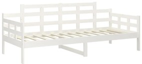 Sofá-cama 90x190 cm madeira de pinho maciça branco