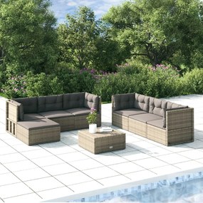 vidaXL 7 pcs conjunto lounge de jardim c/ almofadões vime PE cinzento
