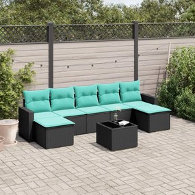 vidaXL 8 pcs conjunto de sofás p/ jardim c/ almofadões vime PE preto