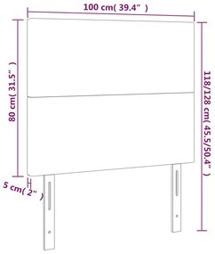 Cabeceira de cama c/ luzes LED tecido 100x5x118/128cm castanho