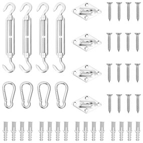 vidaXL 12 pcs conjunto de acessórios p/ para-sol vela aço inoxidável