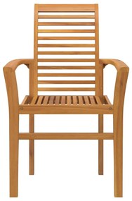 Cadeira de Jardim Empilhável 4 pcs Madeira Sólida de Teca
