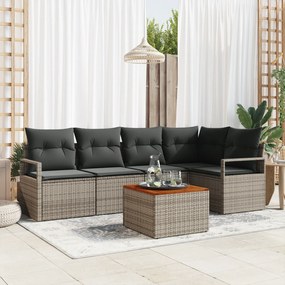 Conjunto de Sofá de Jardim vidaXL de 6 Peças com Almofadas Cinza de Ra