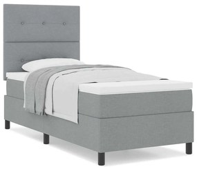 Cama Box Spring com Colchão Cinza Claro 100x200 cm Tecido