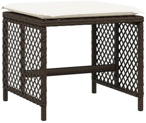 13 pcs conjunto jantar p/ jardim c/ almofadões vime PE castanho