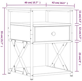Mesa de cabeceira 40x42x55 cm derivados madeira carvalho sonoma