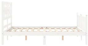 Estrutura de cama com cabeceira 140x190cm madeira maciça branco