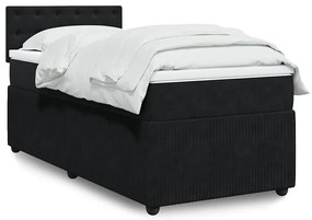 vidaXL Cama com molas/colchão 90x200 cm veludo preto