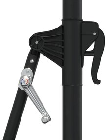 Guarda-sol p/ jardim parede c/ luz LED 300 cm cinza-acastanhado