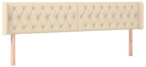 Cabeceira de cama c/ luzes LED tecido 203x16x78/88 cm cor creme