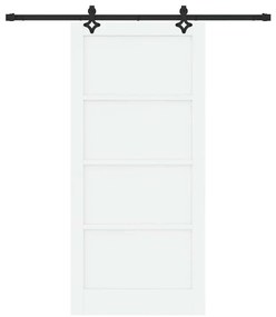 Porta Deslizante vidaXL com Conjunto de Ferragens Branco 93x202 cm Mad
