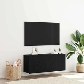 Gabinete de TV vidaXL Preto Carvalho 100x30x41 cm Madeira de Engenharia