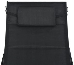 Espreguiçadeira em vime PE e textilene preto