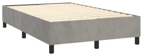 Cama boxspring com colchão 120x190 cm veludo cinzento-claro