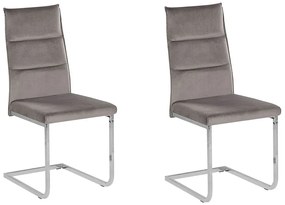 Conjunto de 2 cadeiras em veludo cinzento ROCKFORD Beliani