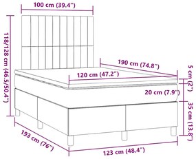 Cama boxspring com colchão 120x190 cm tecido azul
