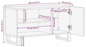 Estante de TV – 80 x 31,5 x 46 cm em Madeira Sólida e Madeira de Engen