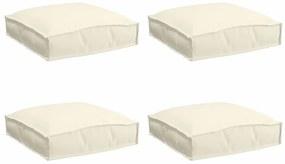 Almofadas de palete para assento, 4 pcs, creme, 40x40x8 cm, tecido oxf