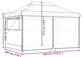 Tenda para festas pop-up dobrável c/ 4 paredes laterais laranja