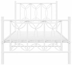 Estrutura de cama com cabeceira e pés 75x190 cm metal branco