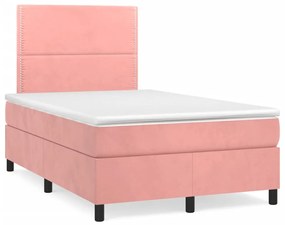 Cama boxspring com colchão 120x190 cm veludo rosa