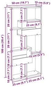 Armário parede 50x15x100 cm derivados madeira cinzento cimento