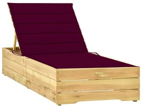 Espreguiçadeira com almofadão vermelho tinto pinho impregnado