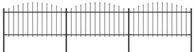 Cerca de jardim com topo em lanças (1,25-1,5)x5,1 m aço preto